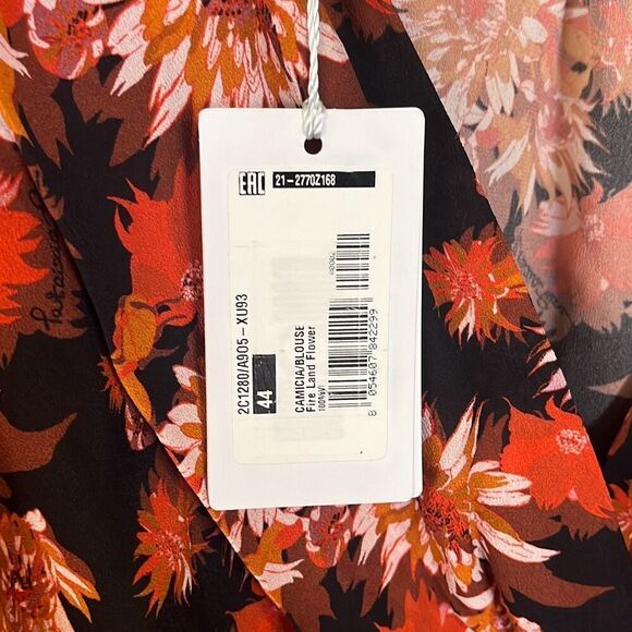 NWT PATRIZIA PEPE Floral Print Viscose Italian Blouse Top Large - Picture 6 of 9